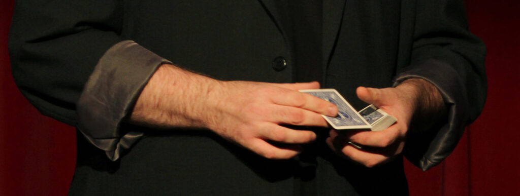 The hands of magician Peter McLanachan, The Cardman